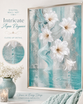 Elegant Aqua Floral Wall Art — Printable Digital Download