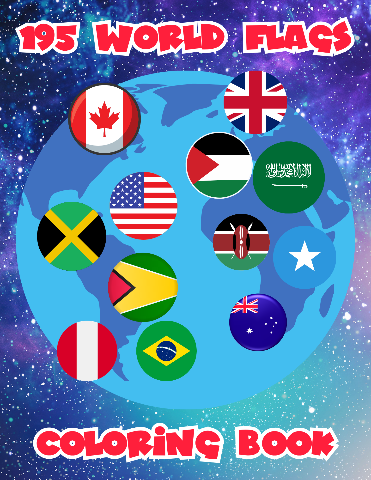 195 World Flags Coloring Book (Digital Download)